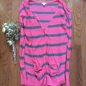 Pink/Green Long Cardigan